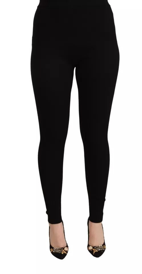 Dolce & Gabbana Black High Waist Stretch Pants Tights | Regal Royce