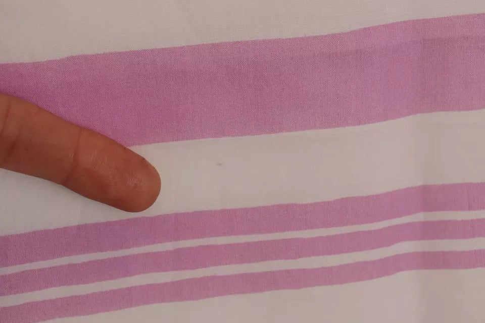 Dolce & Gabbana Pink White Striped Cotton Wrap Shawl Scarf | Regal Royce