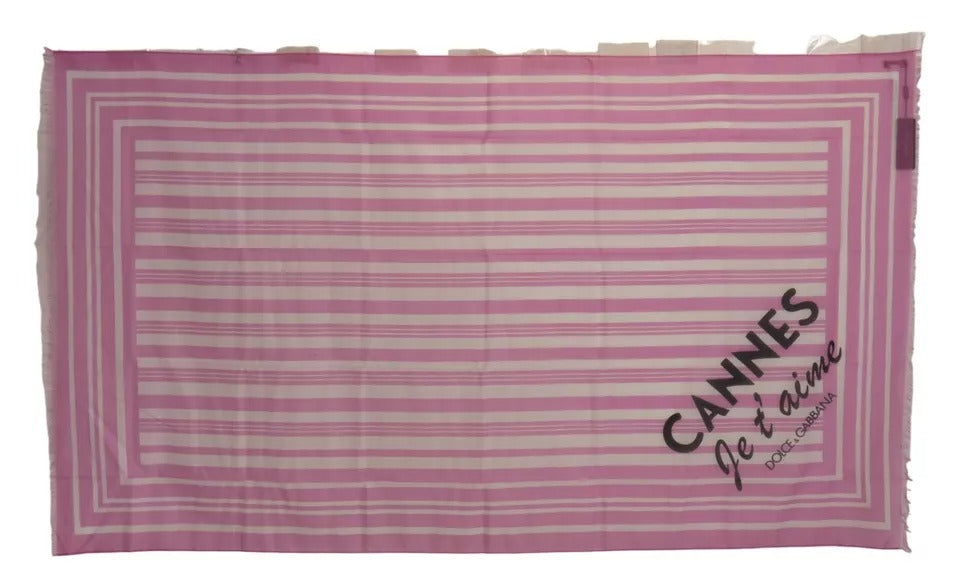 Dolce & Gabbana Pink White Striped Cotton Wrap Shawl Scarf | Regal Royce