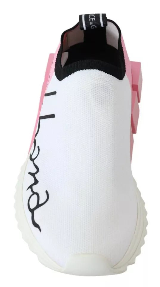 Dolce & Gabbana Pink White Logo Sorrento Sneakers Shoes | Regal Royce