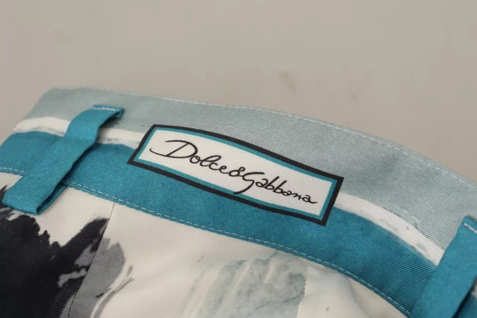 Dolce & Gabbana Blue Striped Silk Tapered Pants | Regal Royce