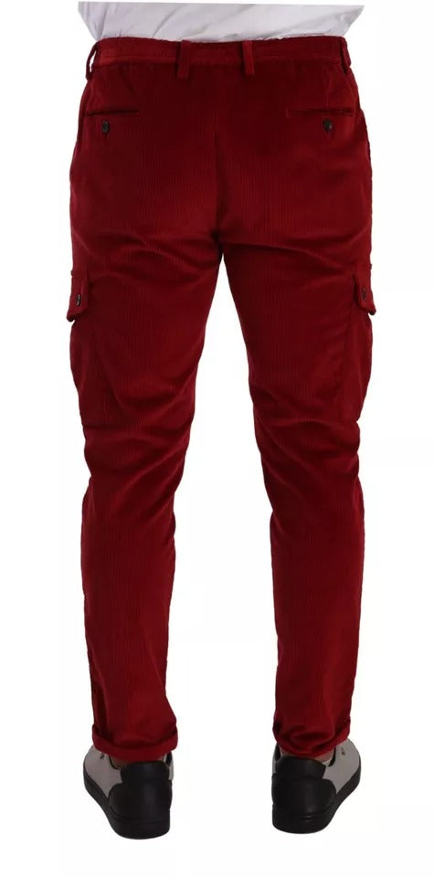 Dolce & Gabbana Red Corduroy Cotton Cargo Skinny Pants | Regal Royce