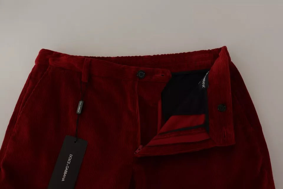 Dolce & Gabbana Red Corduroy Cotton Cargo Skinny Pants | Regal Royce