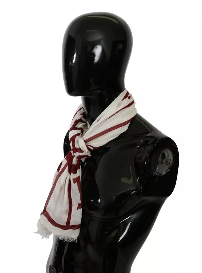 Dolce & Gabbana White Red Printed Wrap Shawl Modal Scarf | Regal Royce