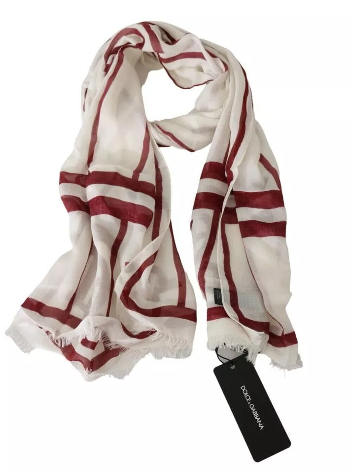 Dolce & Gabbana White Red Printed Wrap Shawl Modal Scarf | Regal Royce