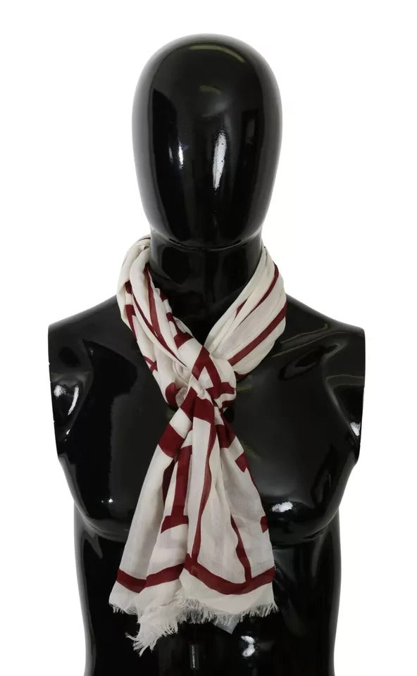 Dolce & Gabbana White Red Printed Wrap Shawl Modal Scarf | Regal Royce