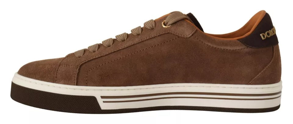 Dolce & Gabbana Brown Suede Logo Low Top Sneakers Men Shoes | Regal Royce