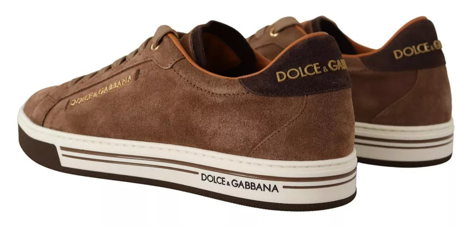 Dolce & Gabbana Brown Suede Logo Low Top Sneakers Men Shoes | Regal Royce