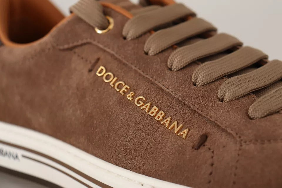 Dolce & Gabbana Brown Suede Logo Low Top Sneakers Men Shoes | Regal Royce