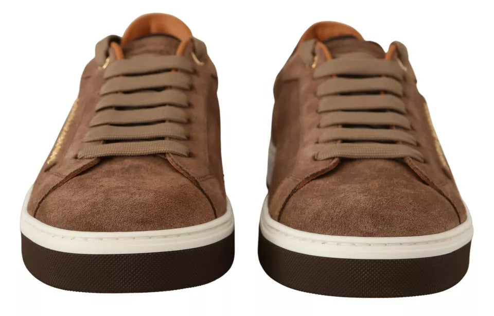 Dolce & Gabbana Brown Suede Logo Low Top Sneakers Men Shoes | Regal Royce