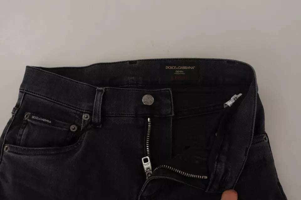 Dolce & Gabbana Gray Running Denim Stretch Logo Skinny Jeans | Regal Royce