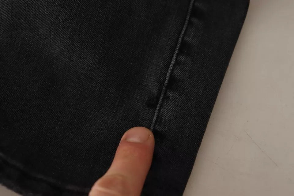 Dolce & Gabbana Gray Running Denim Stretch Logo Skinny Jeans | Regal Royce