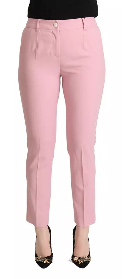 Dolce & Gabbana Pink Wool Mid Waist Tapered Pants | Regal Royce