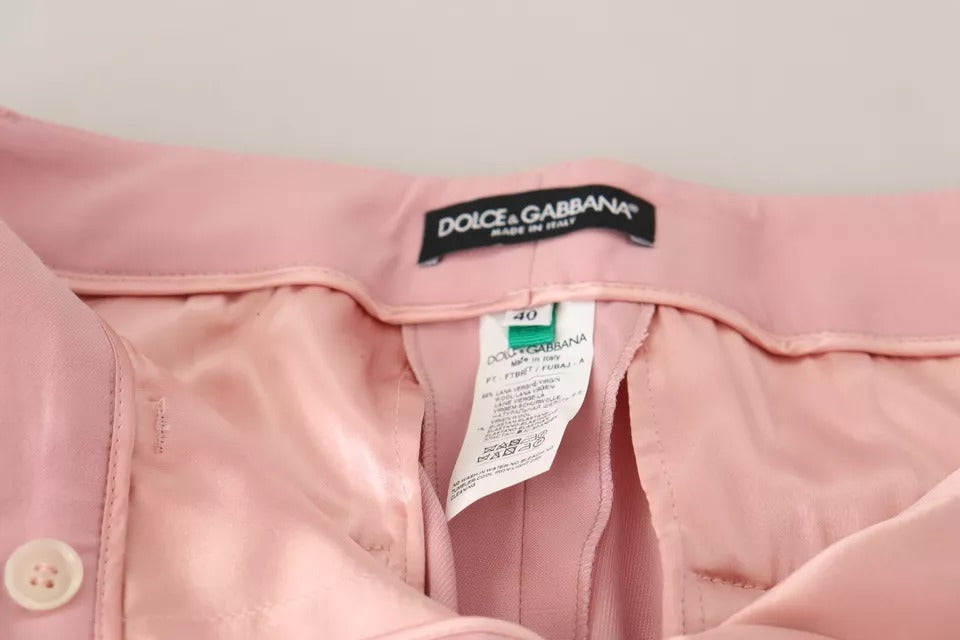 Dolce & Gabbana Pink Wool Mid Waist Tapered Pants | Regal Royce