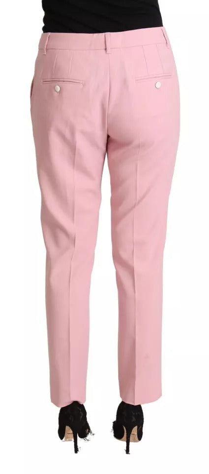 Dolce & Gabbana Pink Wool Mid Waist Tapered Pants | Regal Royce