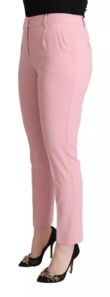 Dolce & Gabbana Pink Wool Mid Waist Tapered Pants | Regal Royce