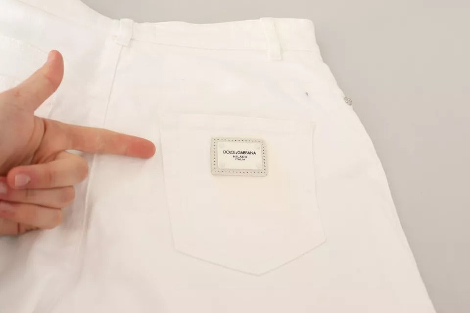 Dolce & Gabbana White MONICA Boot Cut Cotton Denim Jeans | Regal Royce