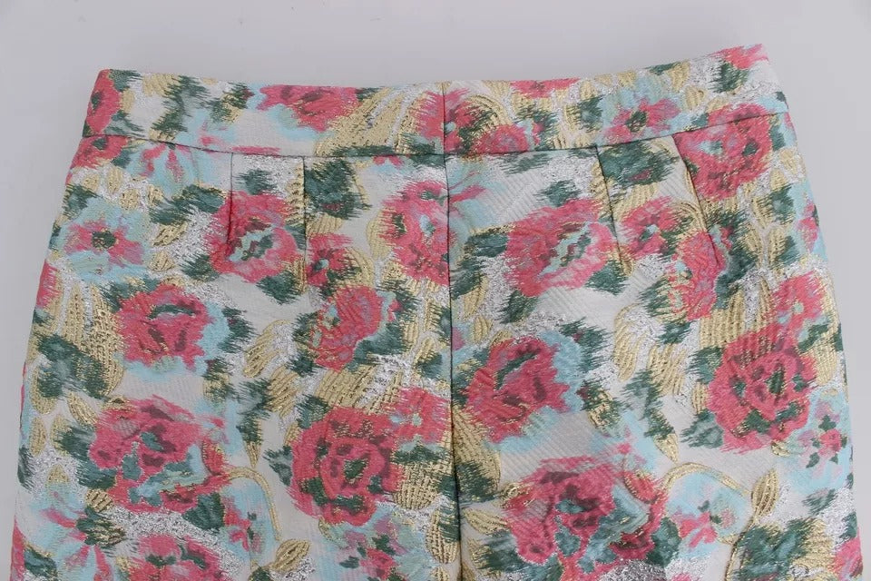 Dolce & Gabbana White Pink Floral Brocade Pants | Regal Royce