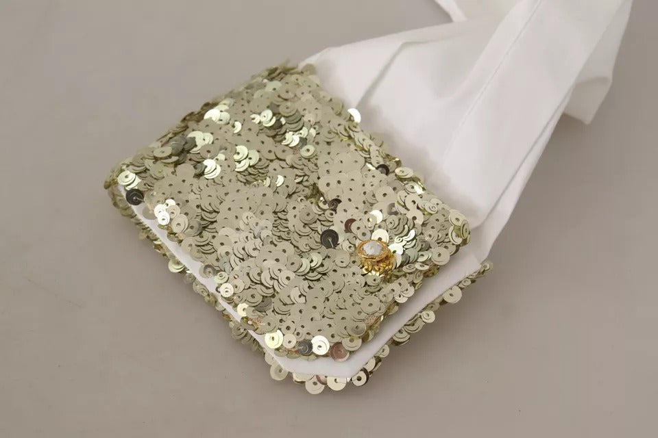 Dolce & Gabbana White Cotton Collared Long Sleeves Sequin Top Shirt | Regal Royce