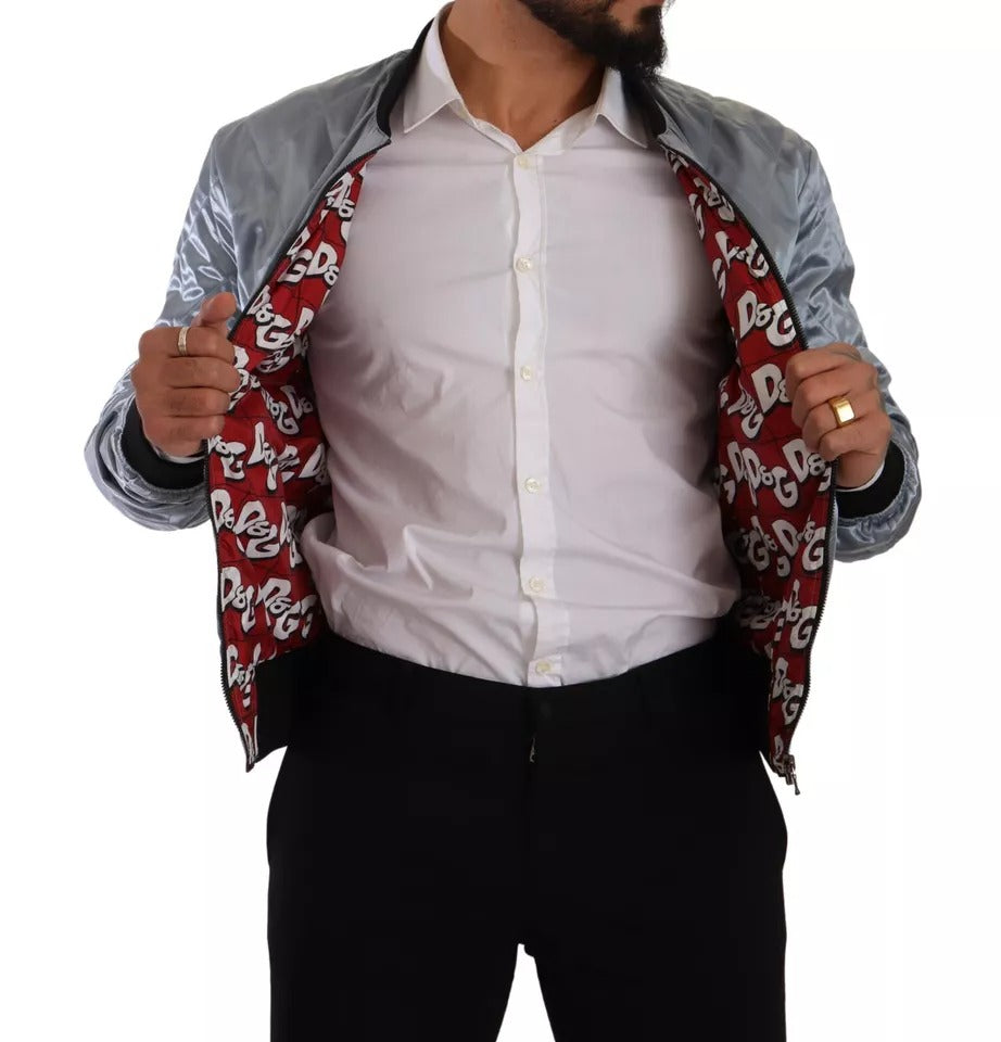 Dolce & Gabbana Light Blue Bomber Coat Men Jacket | Regal Royce