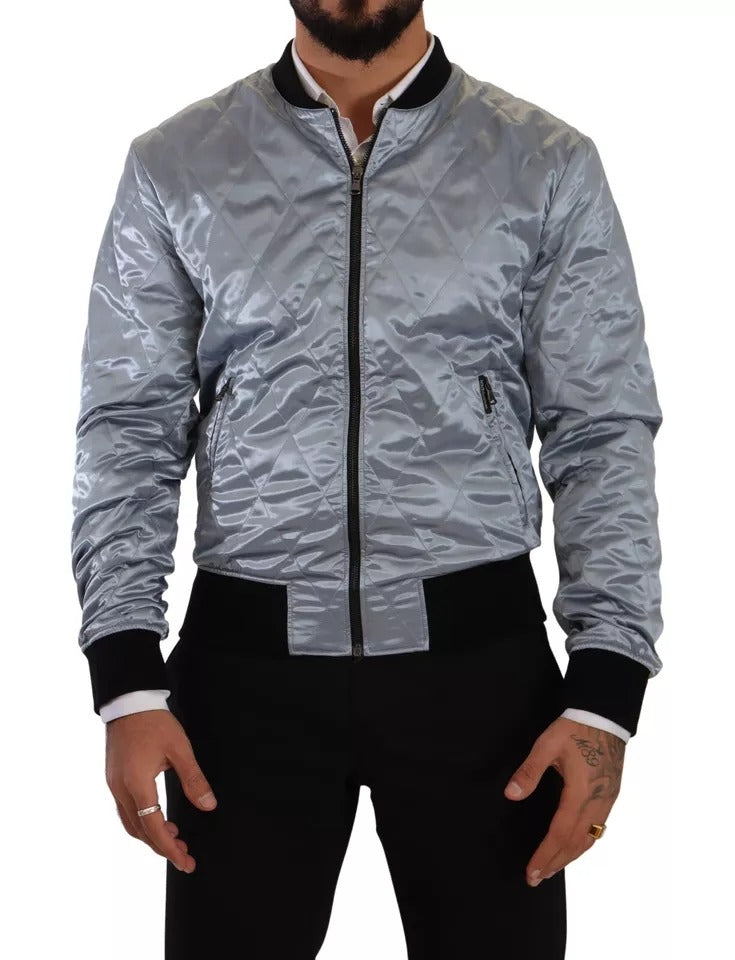 Dolce & Gabbana Light Blue Bomber Coat Men Jacket | Regal Royce