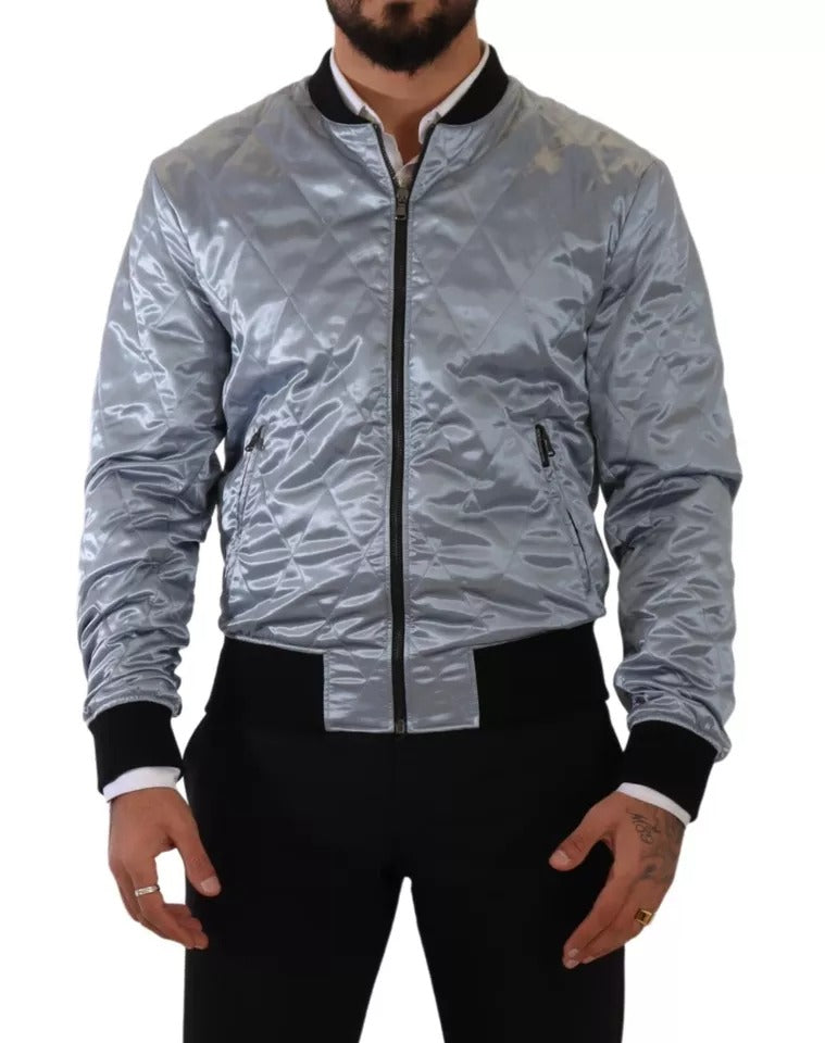 Dolce & Gabbana Light Blue Bomber Coat Men Jacket | Regal Royce