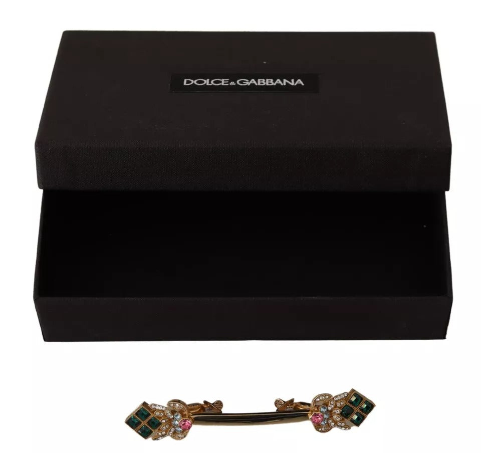Dolce & Gabbana Gold Plated 925 Sterling Silver Crystal Collar Stop Brooch | Regal Royce