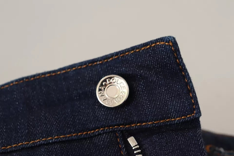 Dolce & Gabbana Dark Blue Embellished Denim Hot Pants Shorts | Regal Royce