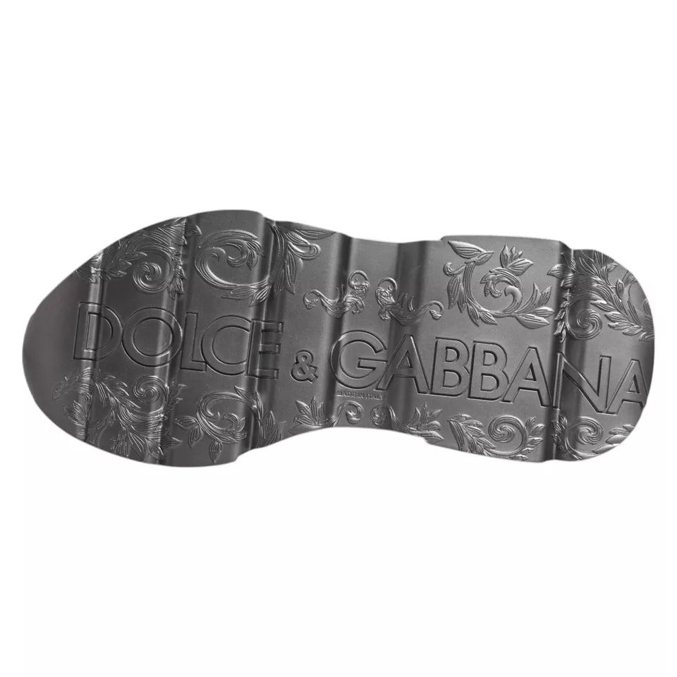 Dolce & Gabbana White Silver DAYMASTER Leather Sneakers Men Shoes | Regal Royce