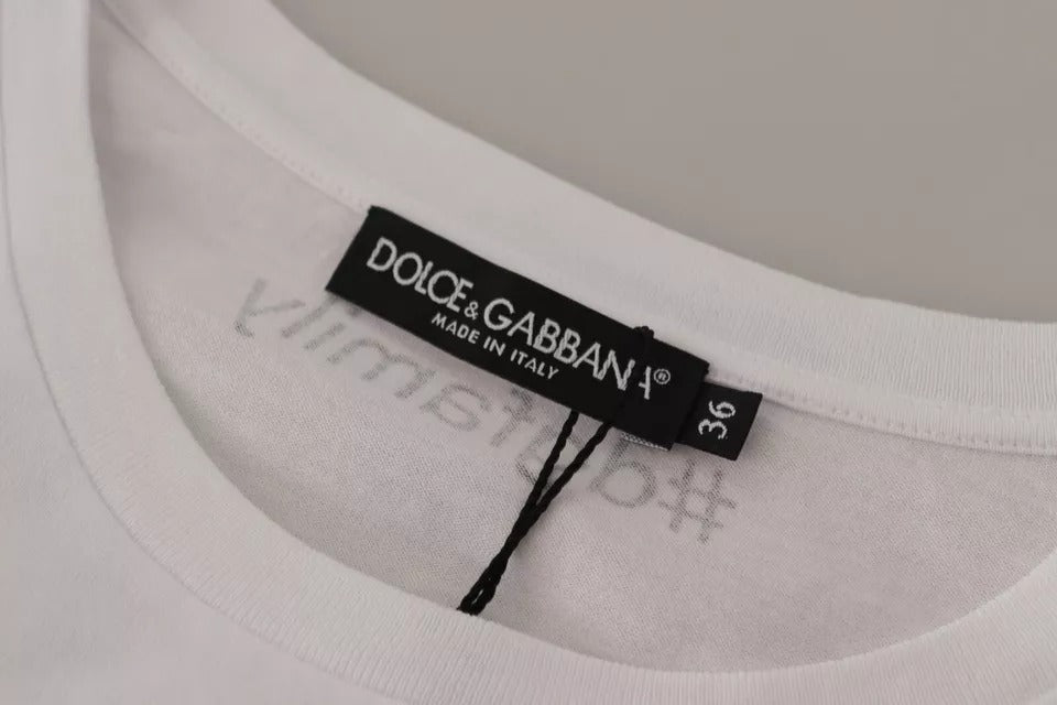 Dolce & Gabbana White #DGFamily Patch Top Cotton T-shirt | Regal Royce