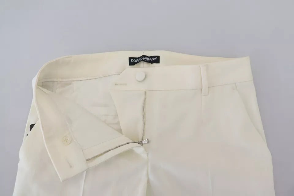 Dolce & Gabbana White High Waist Tapered Wool Pants | Regal Royce