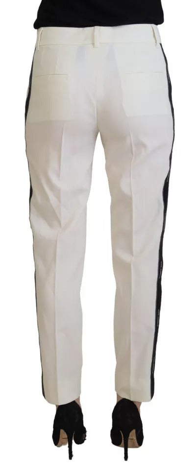 Dolce & Gabbana White High Waist Tapered Wool Pants | Regal Royce