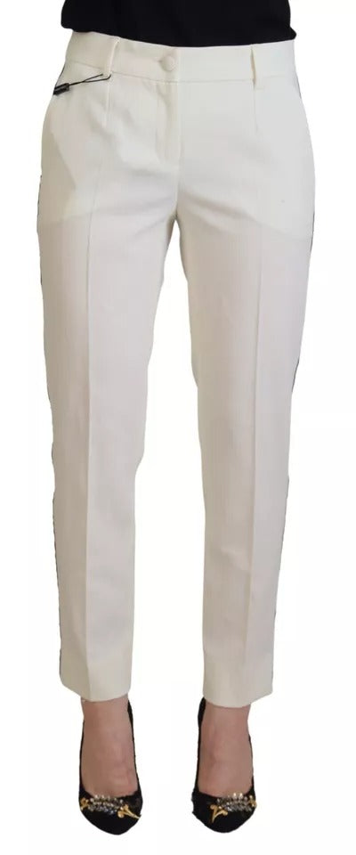 Dolce & Gabbana White High Waist Tapered Wool Pants | Regal Royce