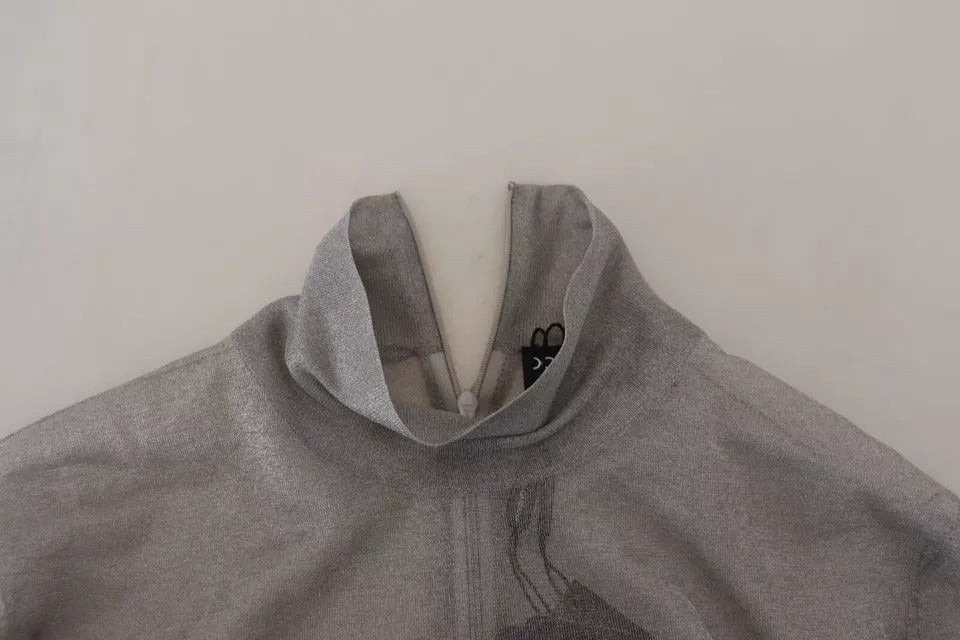 Dolce & Gabbana Gray See Through Turtleneck Pullover Sweater | Regal Royce