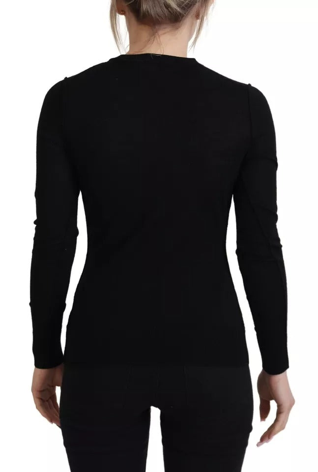 Dolce & Gabbana Black Crewneck Long Sleeves Pullover Sweater | Regal Royce