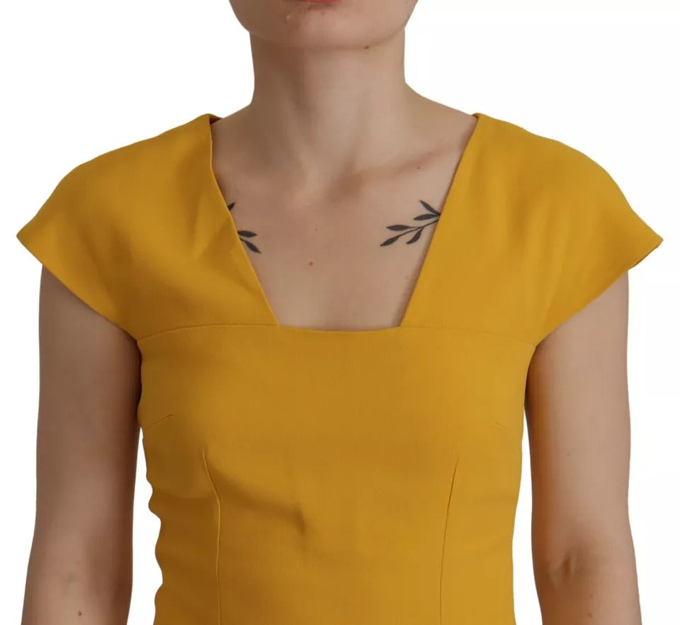 Dolce & Gabbana Yellow Viscose Sleeveless Sheath Midi Dress | Regal Royce