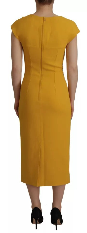 Dolce & Gabbana Yellow Viscose Sleeveless Sheath Midi Dress | Regal Royce