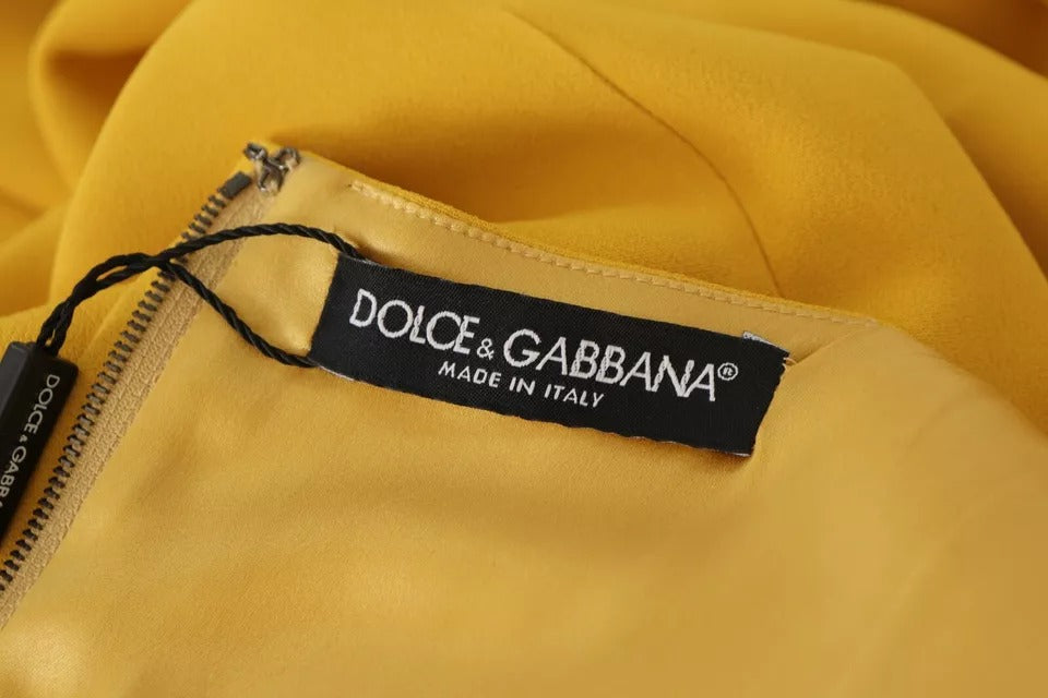 Dolce & Gabbana Yellow Viscose Sleeveless Sheath Midi Dress | Regal Royce
