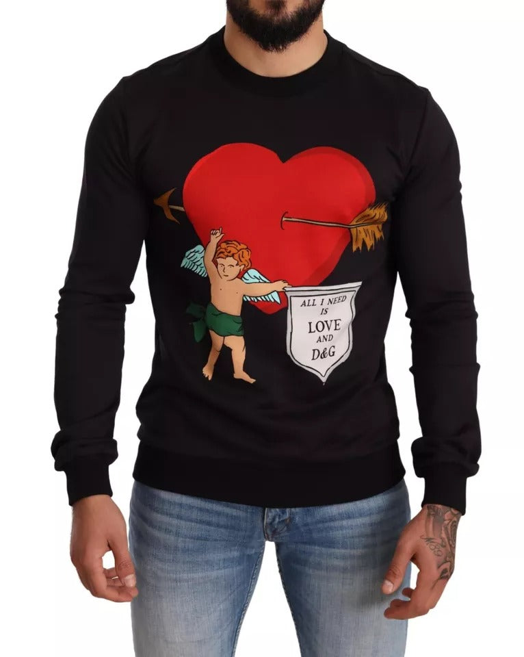 Dolce & Gabbana Black Cupid Print Hoodie Sweatshirt Sweater | Regal Royce