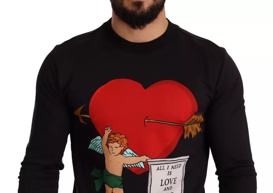 Dolce & Gabbana Black Cupid Print Hoodie Sweatshirt Sweater | Regal Royce