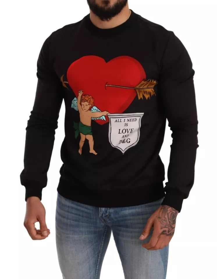 Dolce & Gabbana Black Cupid Print Hoodie Sweatshirt Sweater | Regal Royce