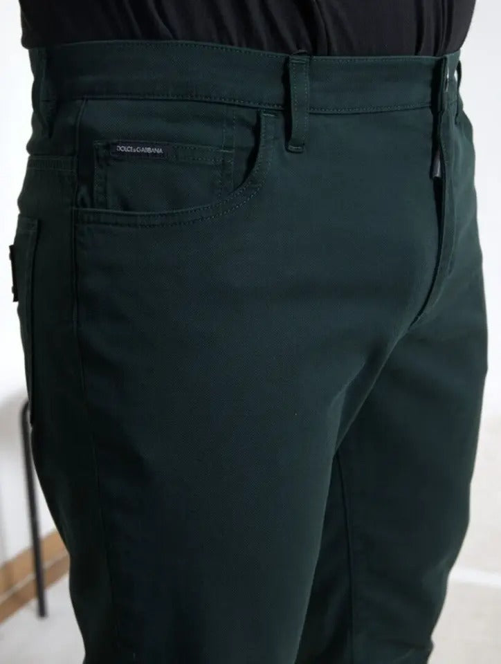 Dolce & Gabbana Green Cotton Stretch Skinny Men Denim Jeans | Regal Royce