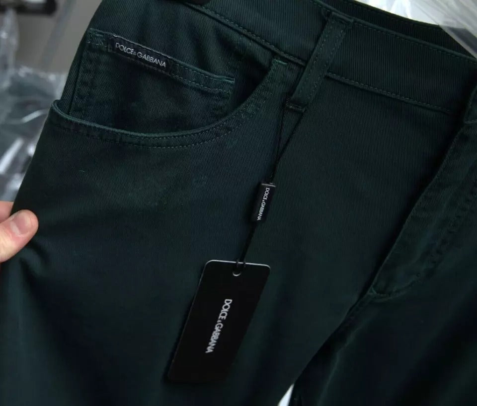 Dolce & Gabbana Green Cotton Stretch Skinny Men Denim Jeans | Regal Royce