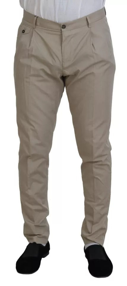 Dolce & Gabbana Beige Cotton Chino Men Formal Pants | Regal Royce