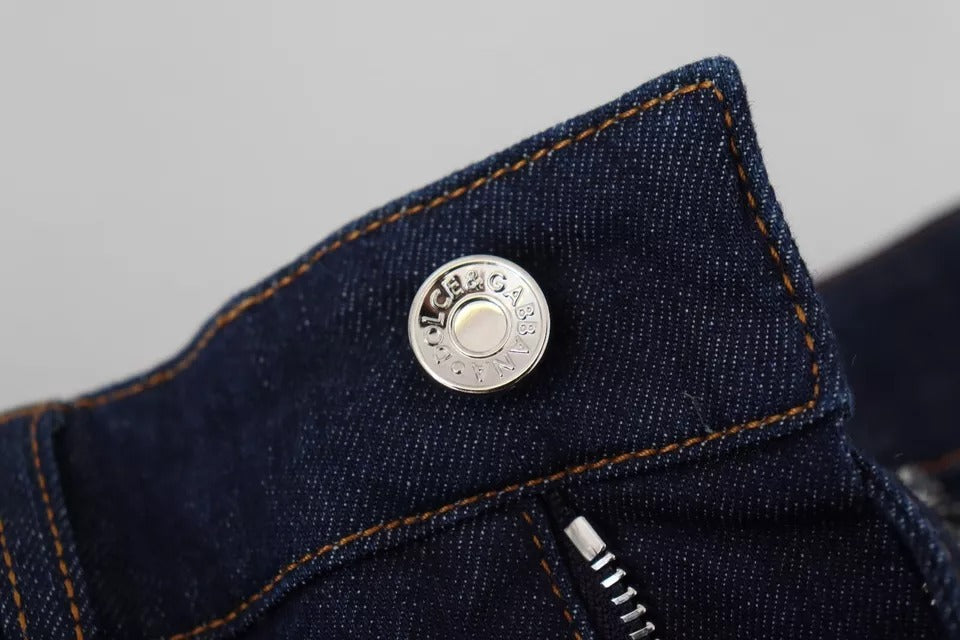 Dolce & Gabbana Blue Denim Stretch Crystal Hot Pants Shorts | Regal Royce