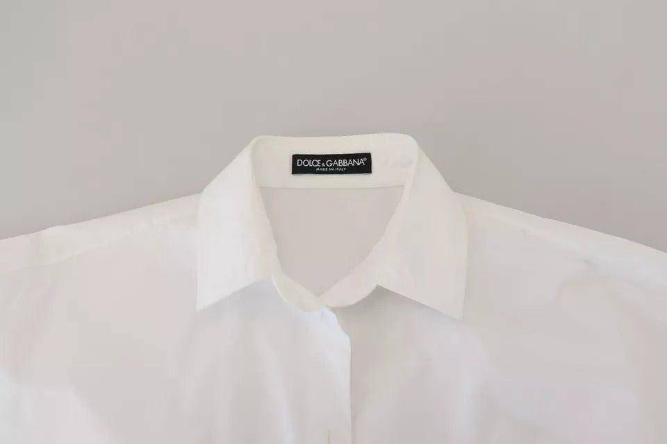 Dolce & Gabbana White Cotton Button Front Short Sleeve Shirt | Regal Royce