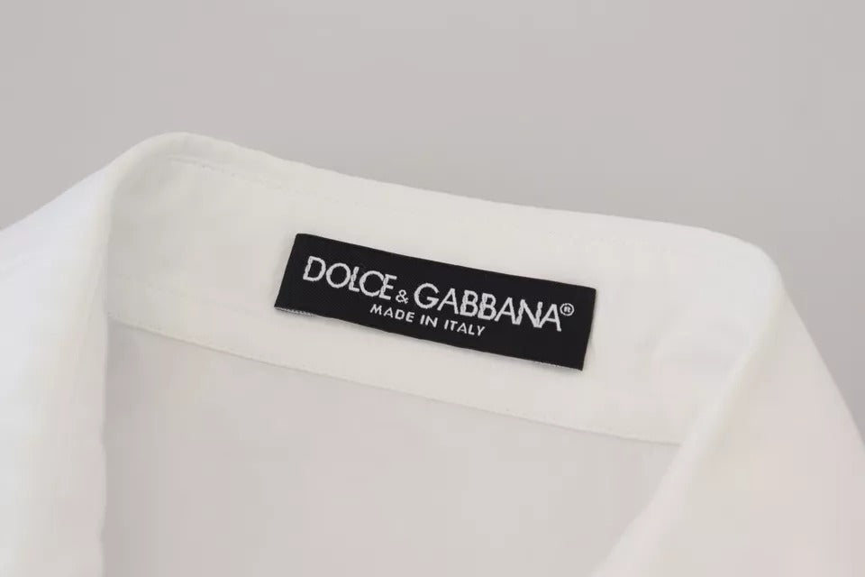 Dolce & Gabbana White Cotton Button Front Short Sleeve Shirt | Regal Royce
