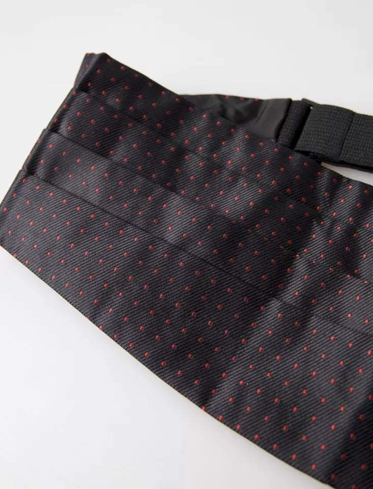 Dolce & Gabbana Black Silk Dotted Waist Tuxedo Belt Cummerbund | Regal Royce