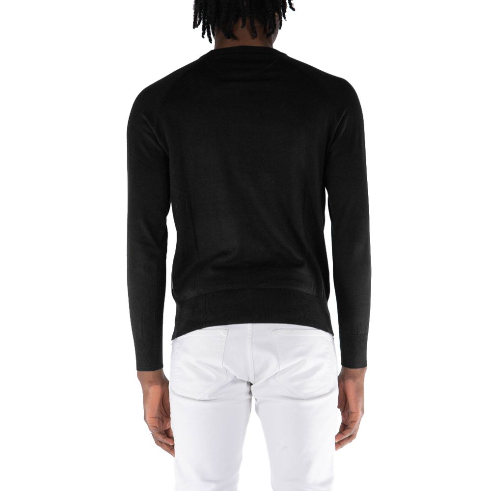 People Of Shibuya Black Cotton Crewneck Sweater for Men