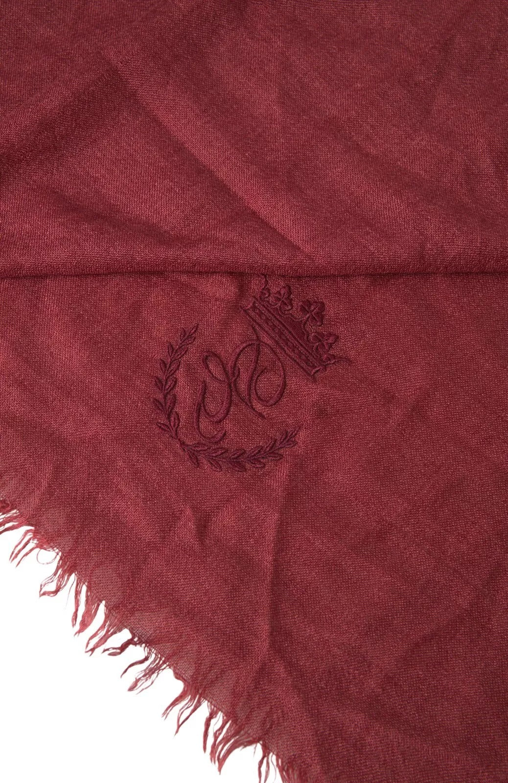 Dolce & Gabbana Maroon Cashmere Knit Wrap Shawl Fringe Scarf | Regal Royce